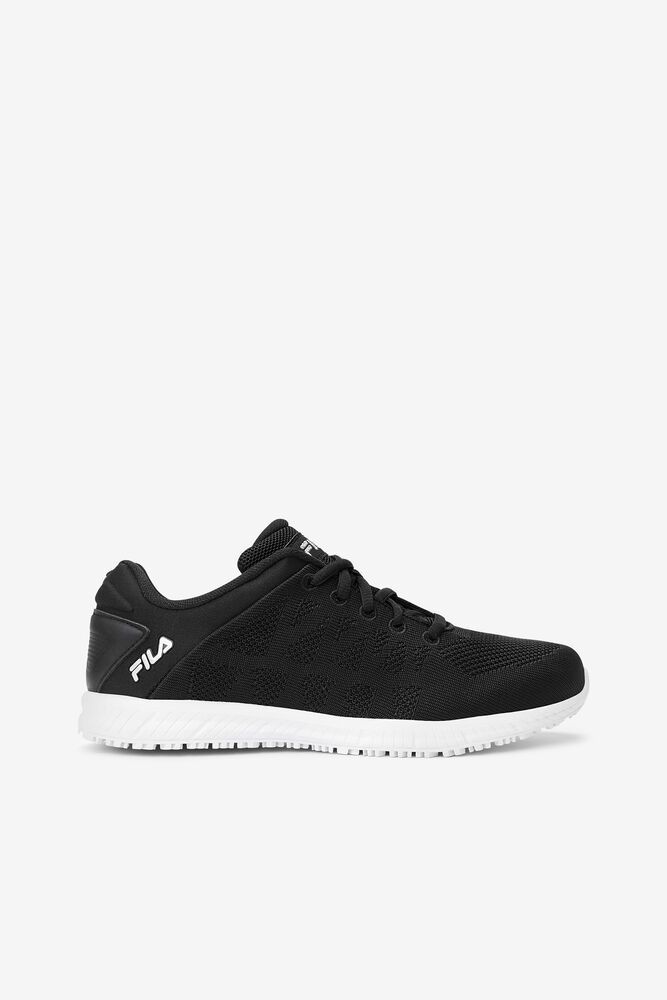 Fila Memory Techknit Slip And Water Resistant Black Work Shoes Womens - NZ 12093-YRUF